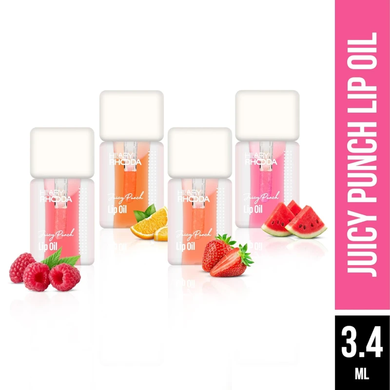 Hilary Rhoda Juicy Punch Lip Oil | Non-Greasy & Glossy Soft Finish | PH Colour-Changing Lip Oil | Keeps Lips Plump & Supple | Pack of 4 | 3.4ml X 4 thumbnail 2
